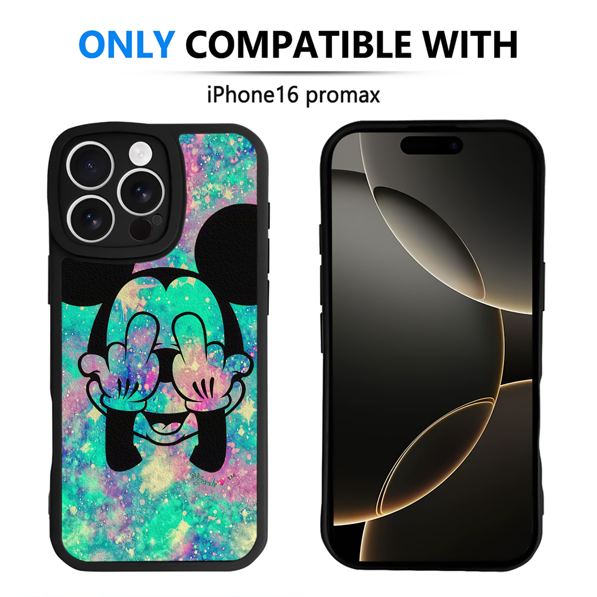 （画像用） ミッキーマウス Mickey Mouse 【iPhone 16シリーズ対応】シリコンスマホケース（レザー調） 材質：シリコン